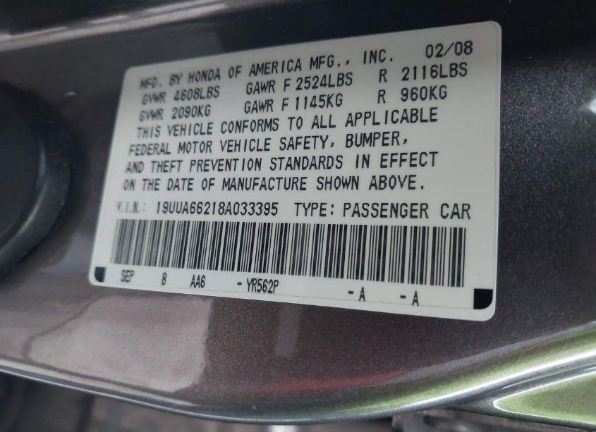 Photo 9 of 2008 Acura Tl 3.2 (VIN 19UUA66218A033395)