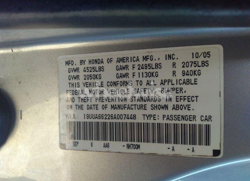 Photo 9 of 2006 Acura Tl (VIN 19UUA66226A007448)