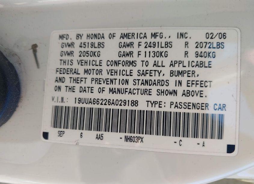 Photo 9 of 2006 Acura Tl (VIN 19UUA66226A029188)