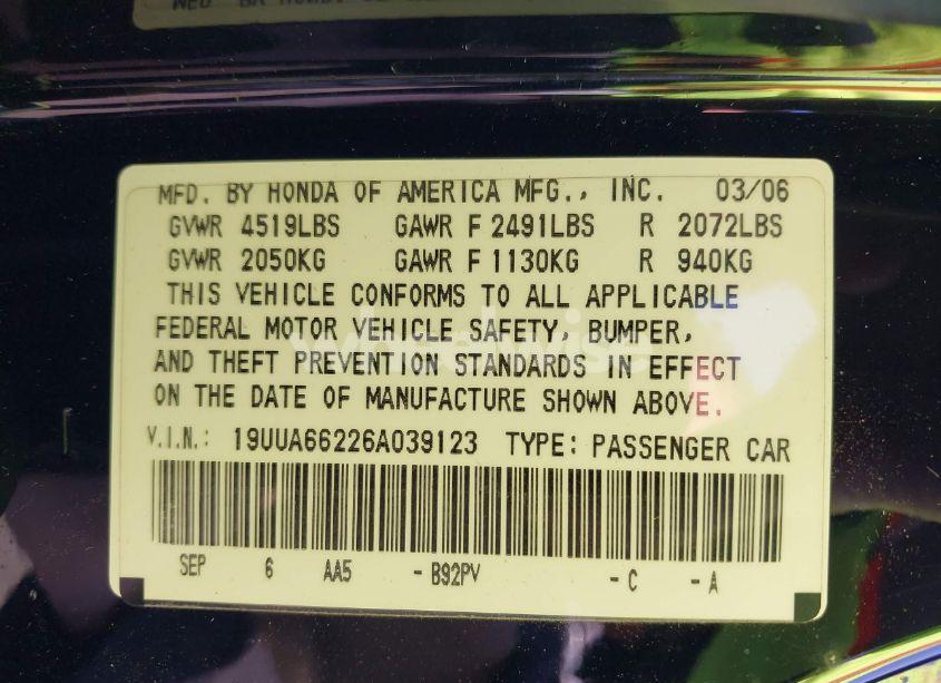 Photo 9 of 2006 Acura Tl (VIN 19UUA66226A039123)