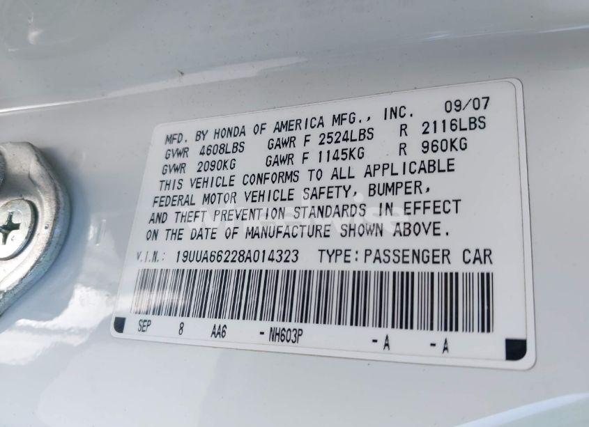 Photo 9 of 2008 Acura Tl 3.2 (VIN 19UUA66228A014323)