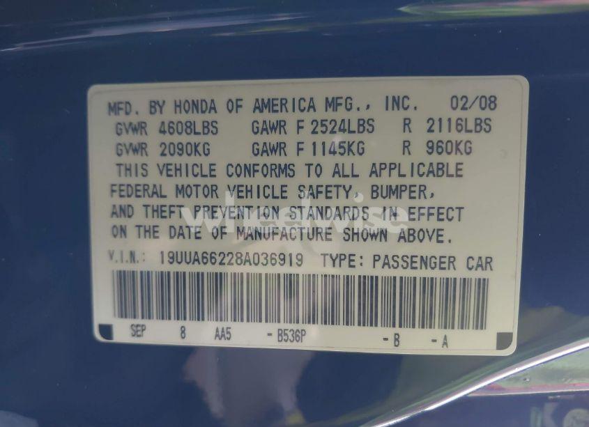 Photo 9 of 2008 Acura Tl 3.2 (VIN 19UUA66228A036919)