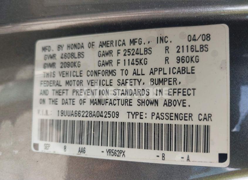 Photo 9 of 2008 Acura Tl 3.2 (VIN 19UUA66228A042509)