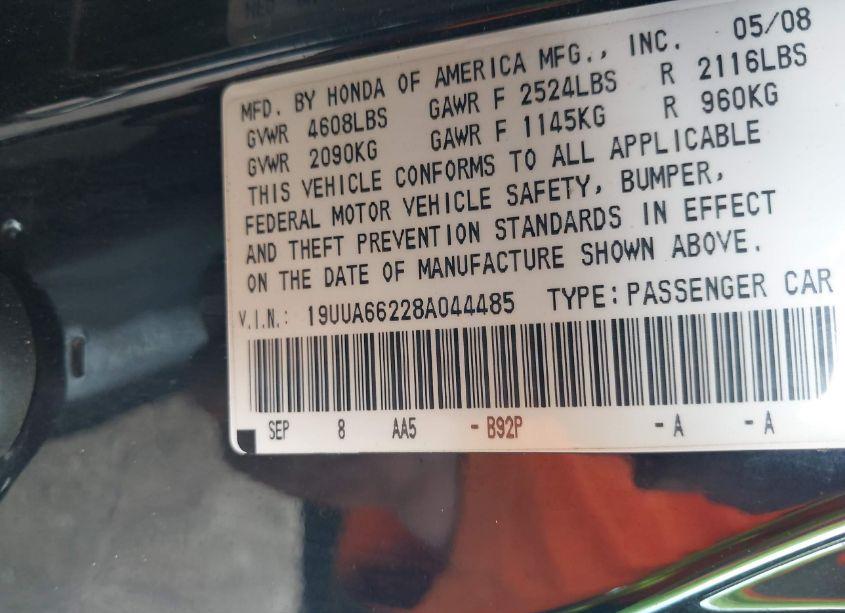 Photo 9 of 2008 Acura Tl 3.2 (VIN 19UUA66228A044485)