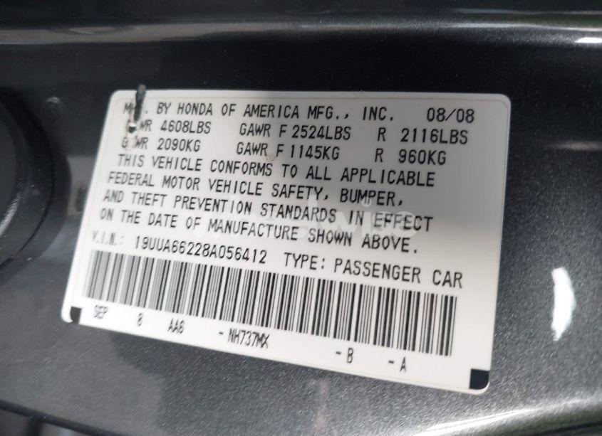 Photo 9 of 2008 Acura Tl 3.2 (VIN 19UUA66228A056412)