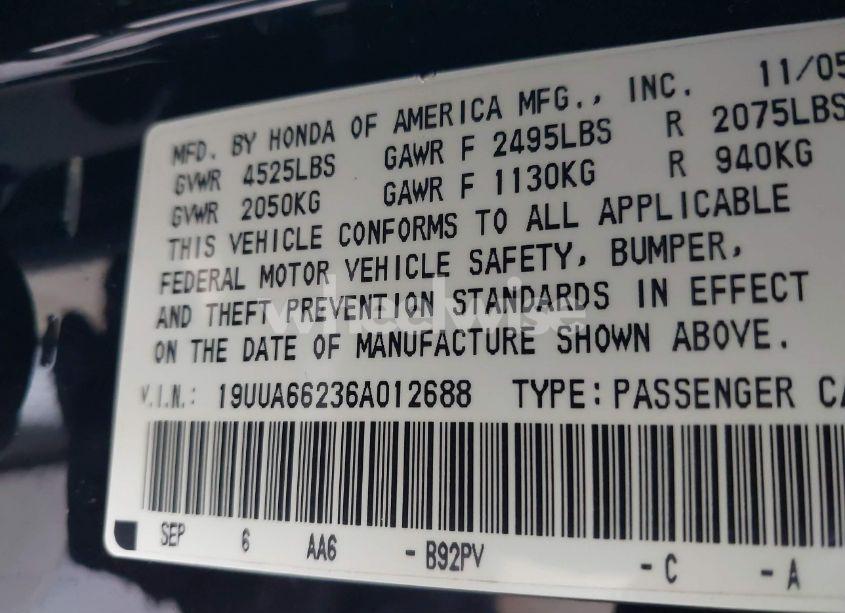 Photo 9 of 2006 Acura Tl (VIN 19UUA66236A012688)