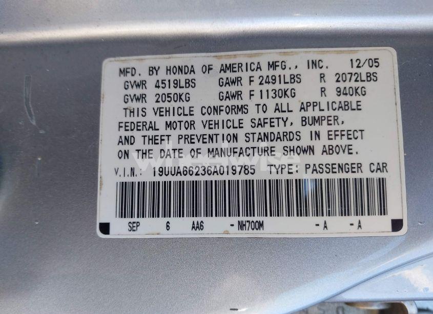 Photo 9 of 2006 Acura Tl (VIN 19UUA66236A019785)