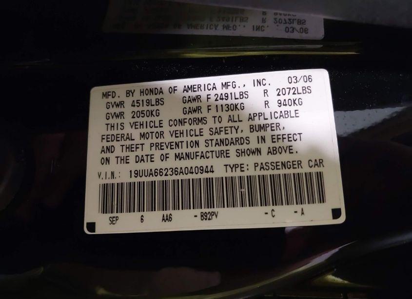 Photo 9 of 2006 Acura Tl (VIN 19UUA66236A040944)