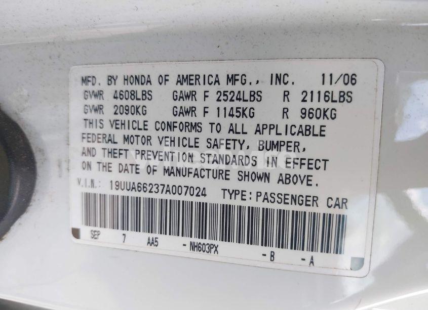 Photo 9 of 2007 Acura Tl 3.2 (VIN 19UUA66237A007024)