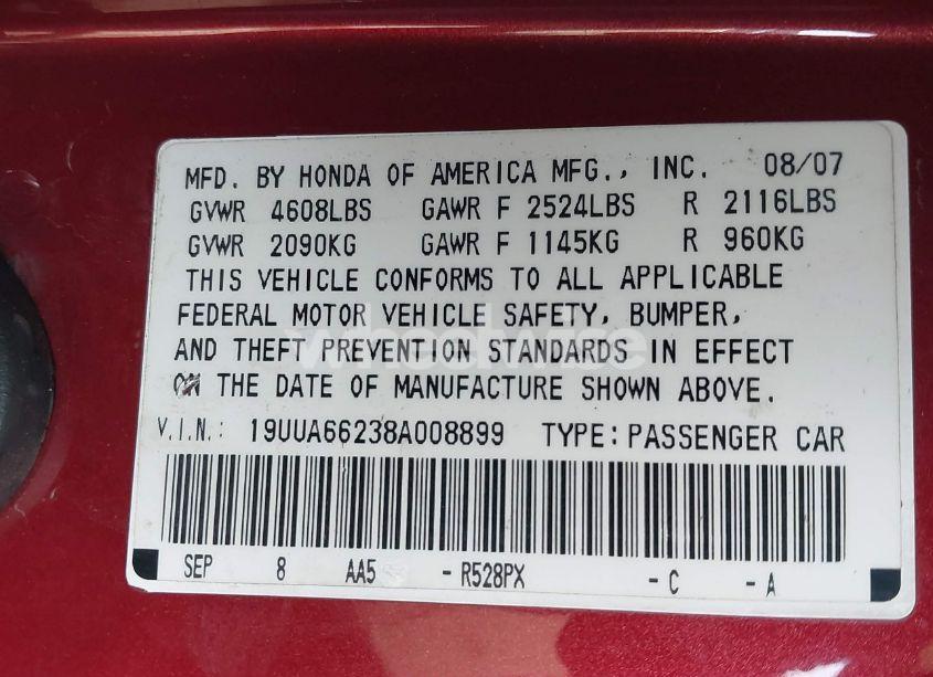 Photo 9 of 2008 Acura Tl 3.2 (VIN 19UUA66238A008899)