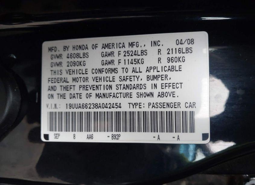 Photo 9 of 2008 Acura Tl 3.2 (VIN 19UUA66238A042454)