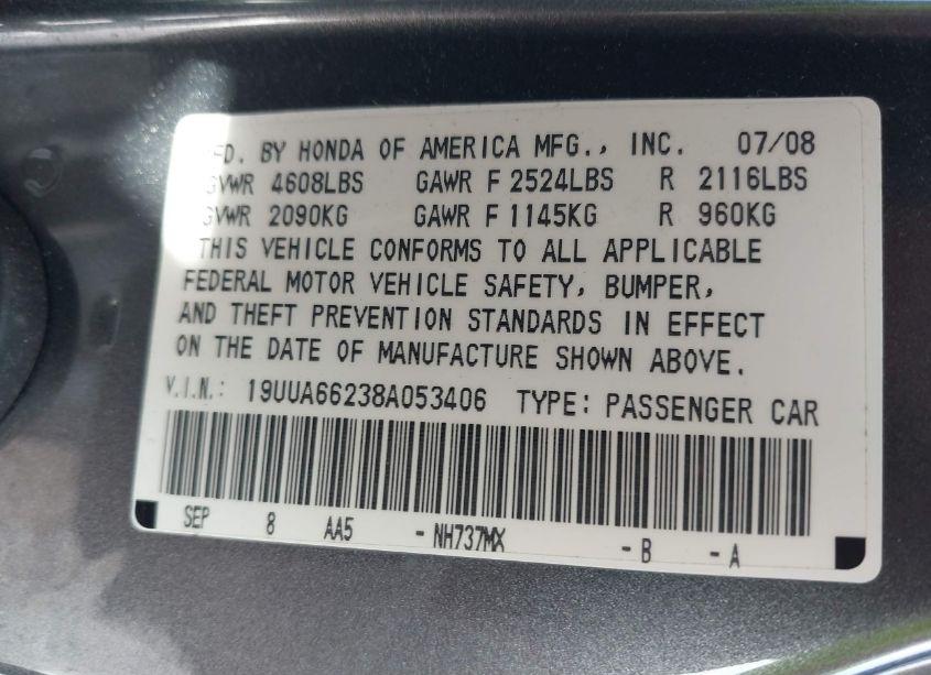 Photo 9 of 2008 Acura Tl 3.2 (VIN 19UUA66238A053406)