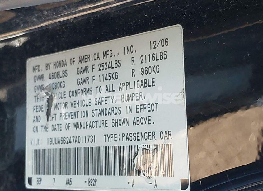 Photo 9 of 2007 Acura Tl 3.2 (VIN 19UUA66247A011731)