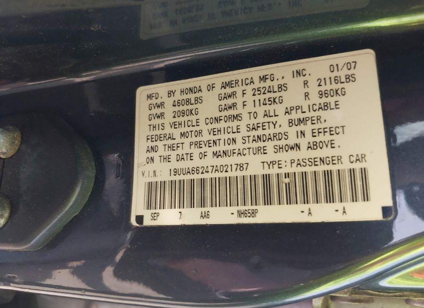 Photo 9 of 2007 Acura Tl 3.2 (VIN 19UUA66247A021787)