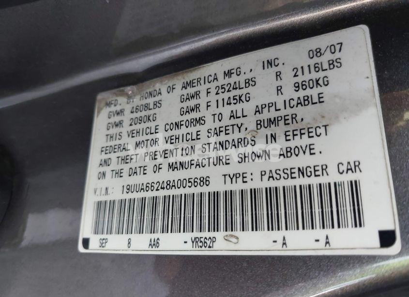 Photo 9 of 2008 Acura Tl 3.2 (VIN 19UUA66248A005686)
