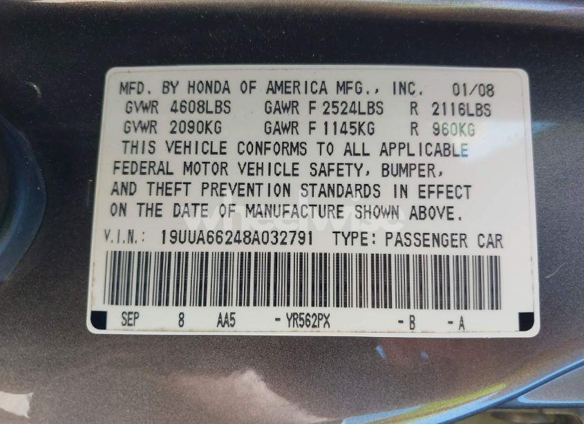 Photo 9 of 2008 Acura Tl 3.2 (VIN 19UUA66248A032791)