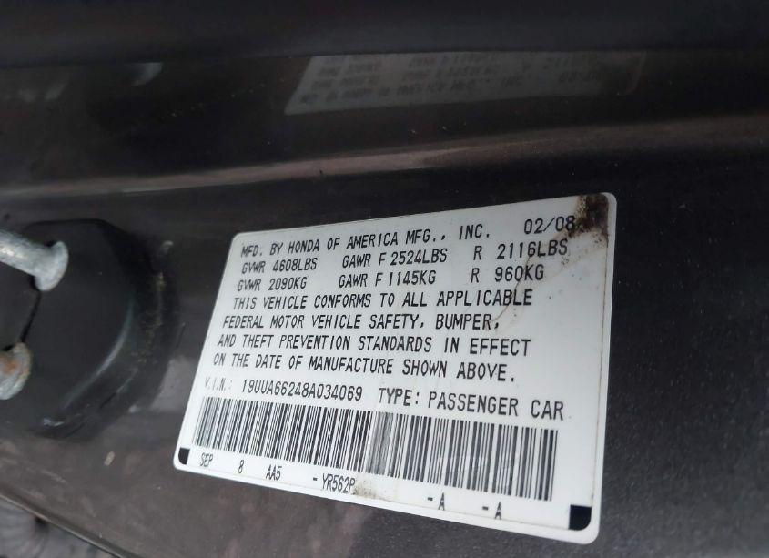 Photo 9 of 2008 Acura Tl 3.2 (VIN 19UUA66248A034069)