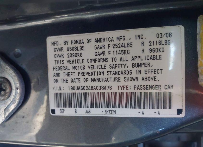 Photo 9 of 2008 Acura Tl 3.2 (VIN 19UUA66248A038476)