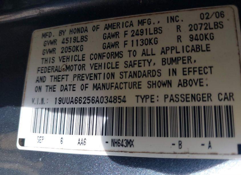 Photo 9 of 2006 Acura Tl (VIN 19UUA66256A034854)