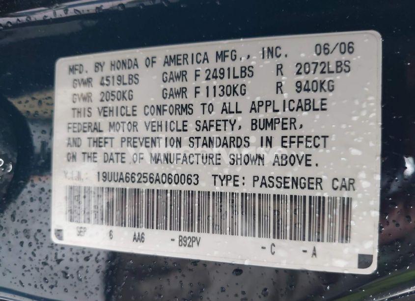 Photo 9 of 2006 Acura Tl (VIN 19UUA66256A060063)