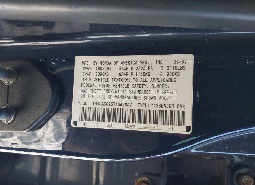 Photo 9 of 2007 Acura Tl 3.2 (VIN 19UUA66257A042647)