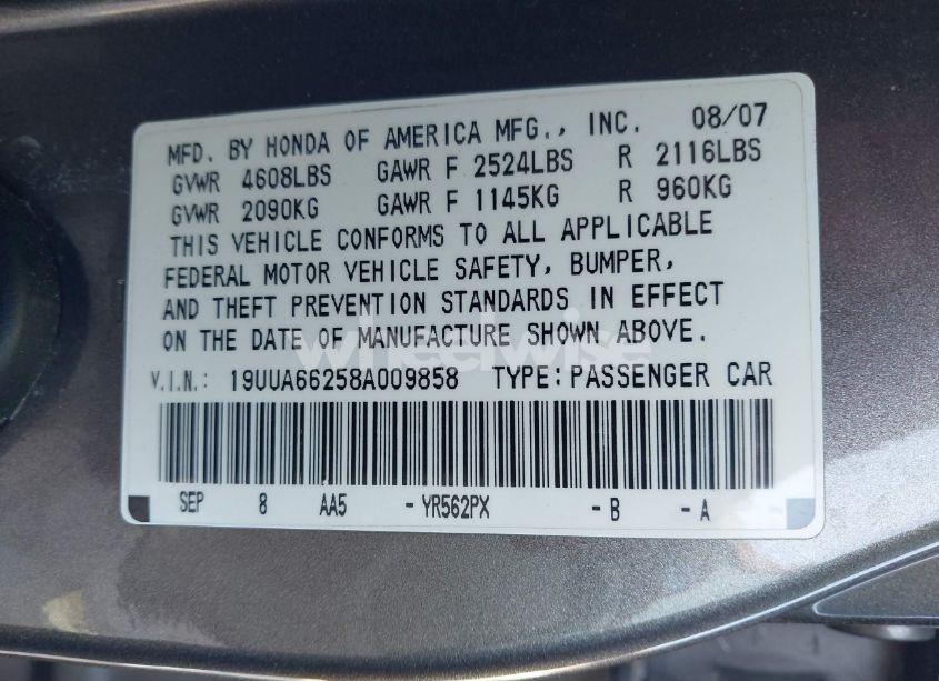 Photo 9 of 2008 Acura Tl 3.2 (VIN 19UUA66258A009858)