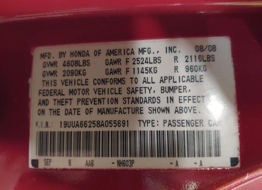 Photo 9 of 2008 Acura Tl 3.2 (VIN 19UUA66258A055691)