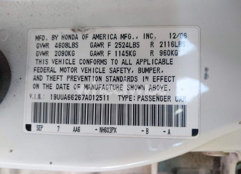 Photo 9 of 2007 Acura Tl 3.2 (VIN 19UUA66267A012511)