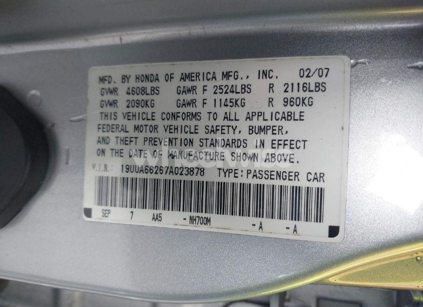 Photo 9 of 2007 Acura Tl 3.2 (VIN 19UUA66267A023878)