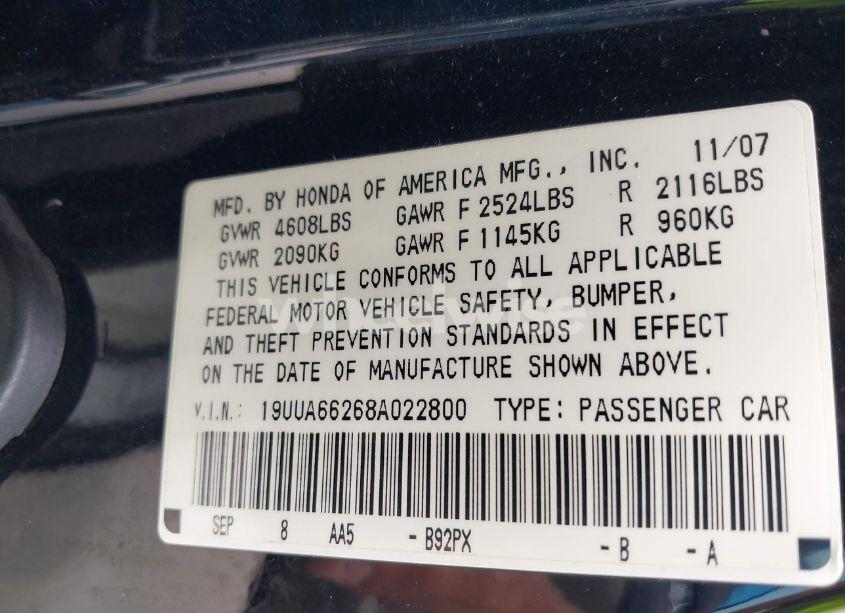 Photo 9 of 2008 Acura Tl 3.2 (VIN 19UUA66268A022800)
