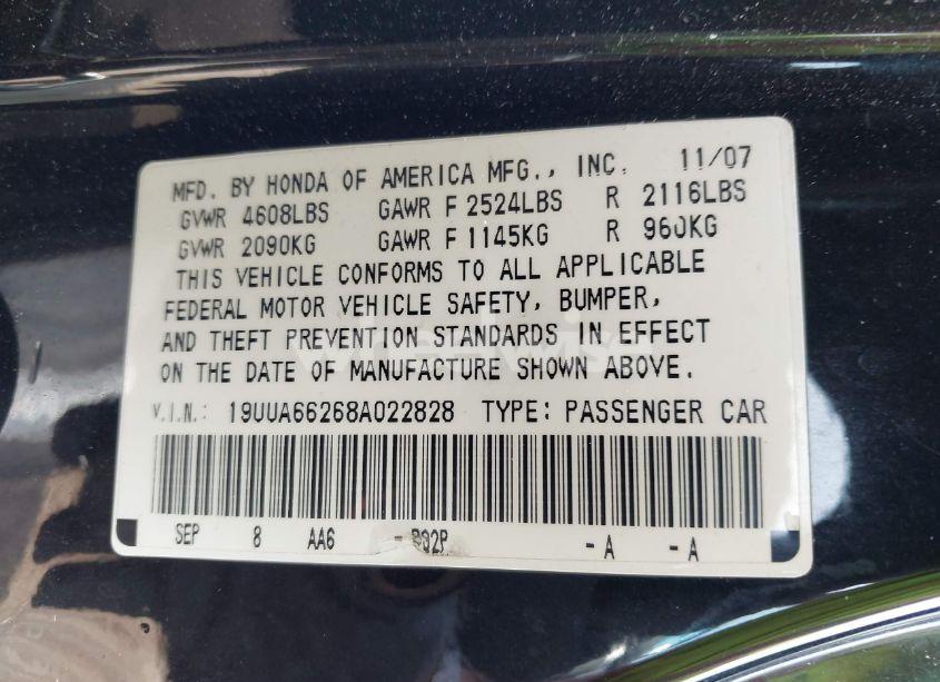 Photo 9 of 2008 Acura Tl 3.2 (VIN 19UUA66268A022828)