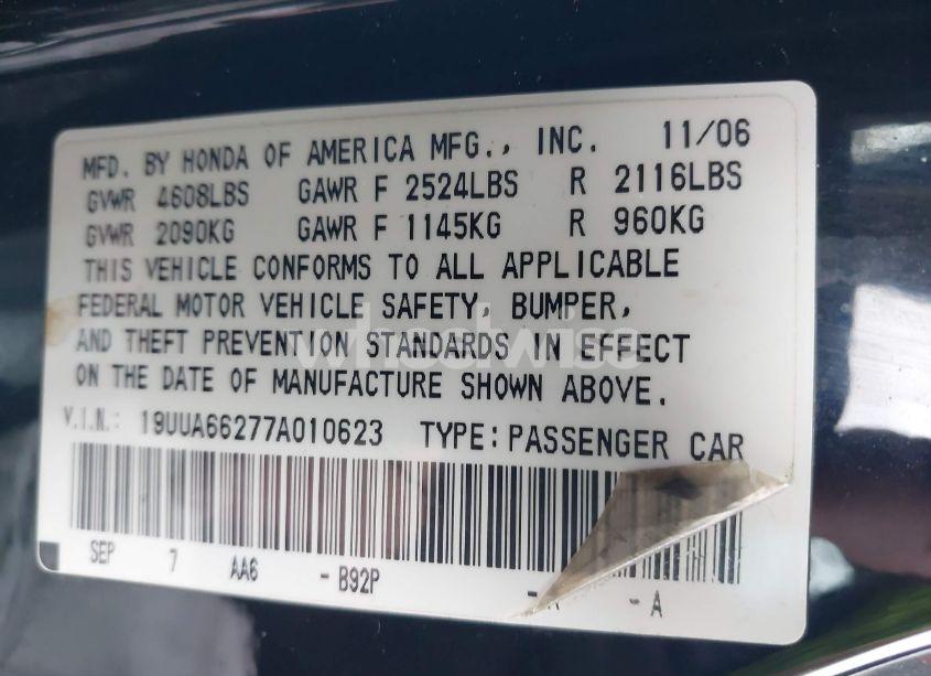 Photo 9 of 2007 Acura Tl 3.2 (VIN 19UUA66277A010623)