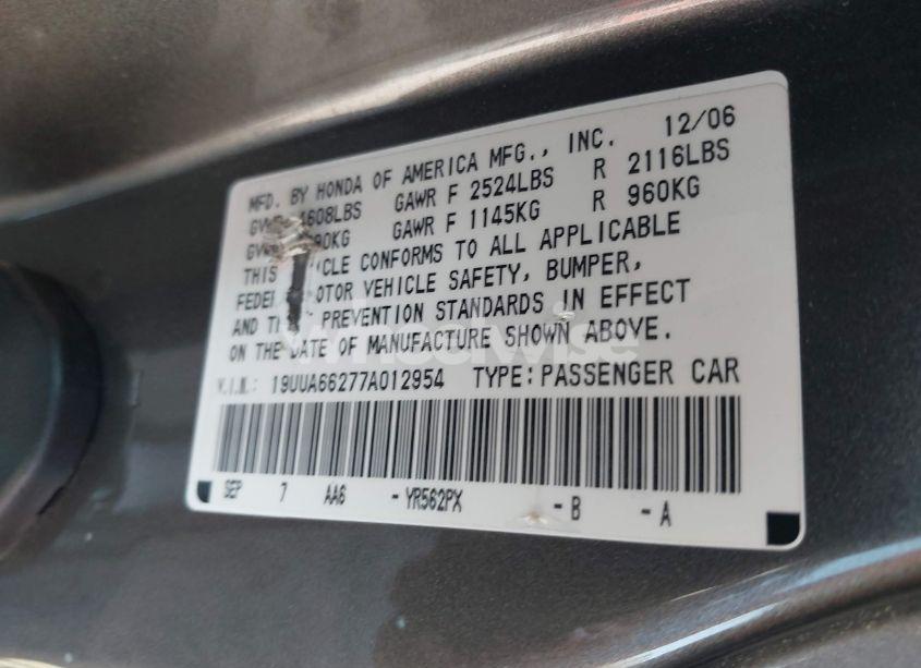 Photo 9 of 2007 Acura Tl 3.2 (VIN 19UUA66277A012954)