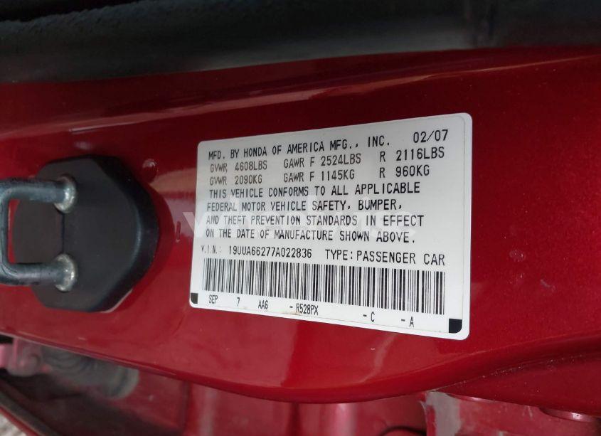 Photo 9 of 2007 Acura Tl 3.2 (VIN 19UUA66277A022836)