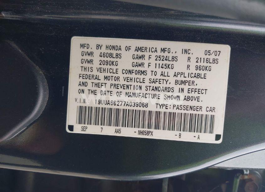 Photo 9 of 2007 Acura Tl 3.2 (VIN 19UUA66277A039068)
