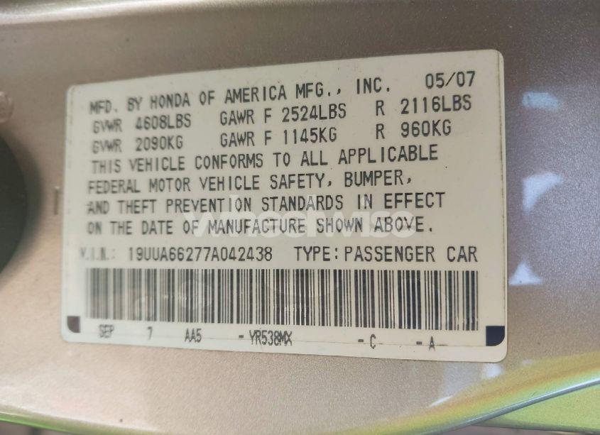Photo 9 of 2007 Acura Tl 3.2 (VIN 19UUA66277A042438)