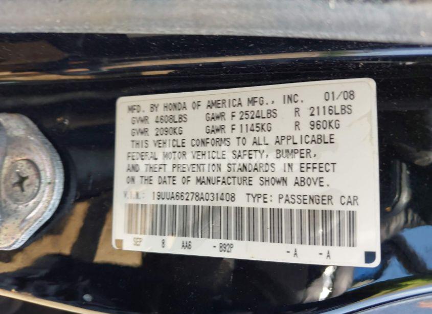 Photo 9 of 2008 Acura Tl 3.2 (VIN 19UUA66278A031408)