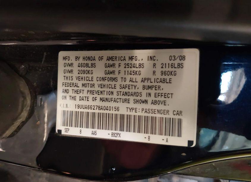 Photo 9 of 2008 Acura Tl 3.2 (VIN 19UUA66278A040156)
