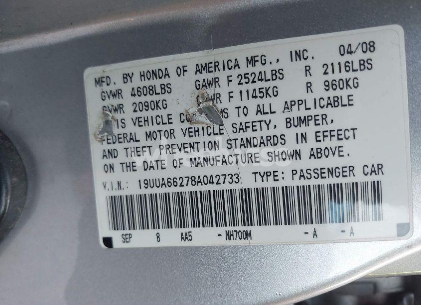 Photo 9 of 2008 Acura Tl 3.2 (VIN 19UUA66278A042733)