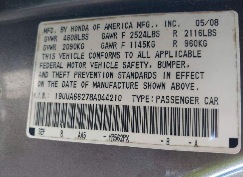 Photo 9 of 2008 Acura Tl 3.2 (VIN 19UUA66278A044210)