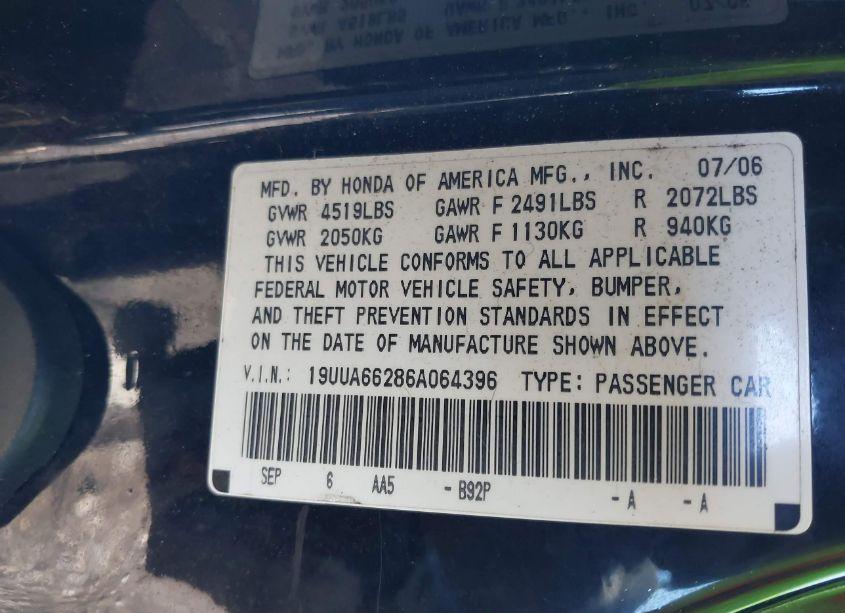 Photo 9 of 2006 Acura Tl (VIN 19UUA66286A064396)