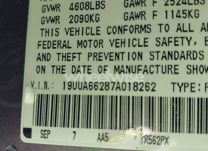 Photo 9 of 2007 Acura Tl 3.2 (VIN 19UUA66287A018262)