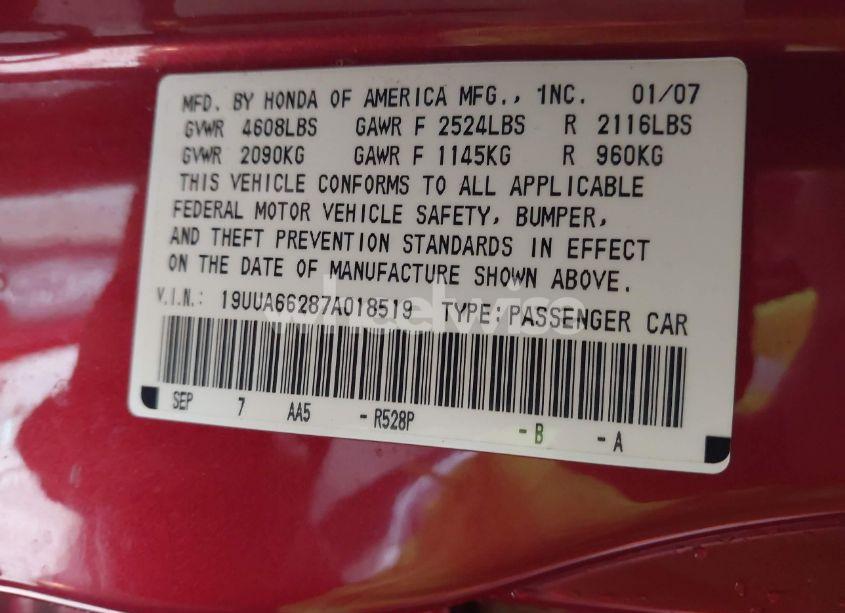 Photo 9 of 2007 Acura Tl 3.2 (VIN 19UUA66287A018519)