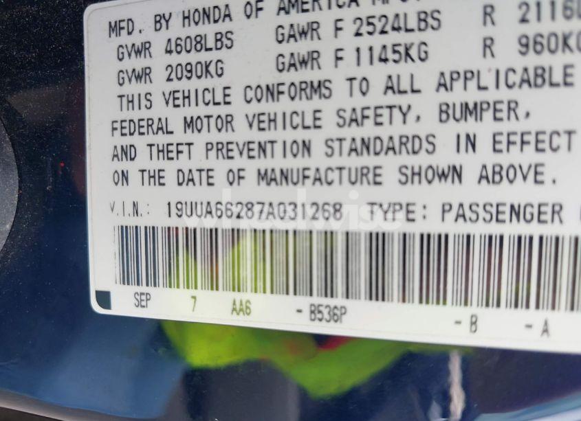 Photo 9 of 2007 Acura Tl 3.2 (VIN 19UUA66287A031268)