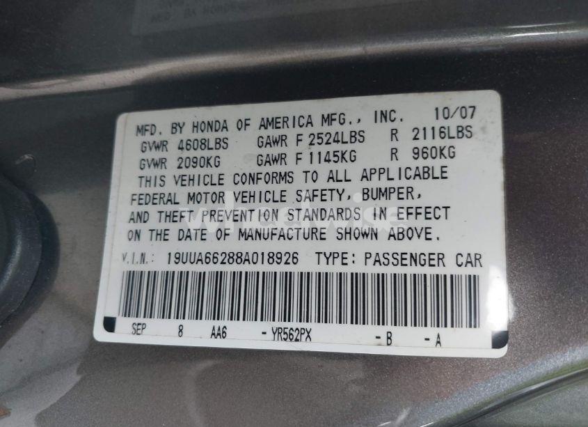 Photo 9 of 2008 Acura Tl 3.2 (VIN 19UUA66288A018926)