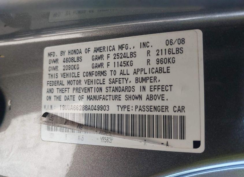 Photo 9 of 2008 Acura Tl 3.2 (VIN 19UUA66288A049903)