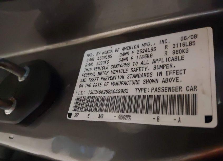 Photo 9 of 2008 Acura Tl 3.2 (VIN 19UUA66288A049982)