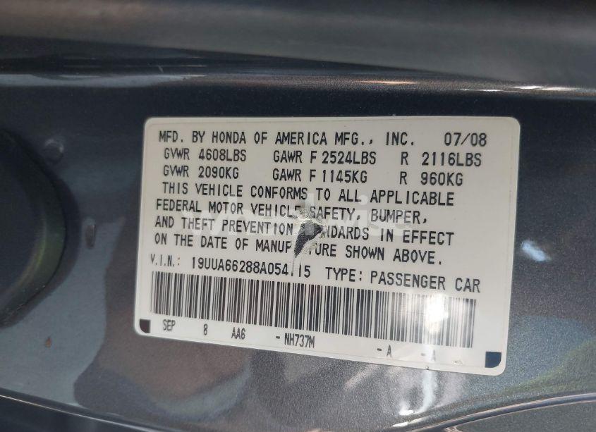 Photo 9 of 2008 Acura Tl 3.2 (VIN 19UUA66288A054115)