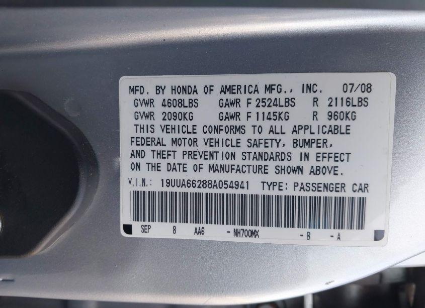 Photo 9 of 2008 Acura Tl 3.2 (VIN 19UUA66288A054941)