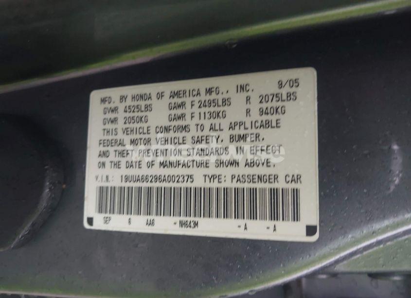 Photo 9 of 2006 Acura Tl (VIN 19UUA66296A002375)